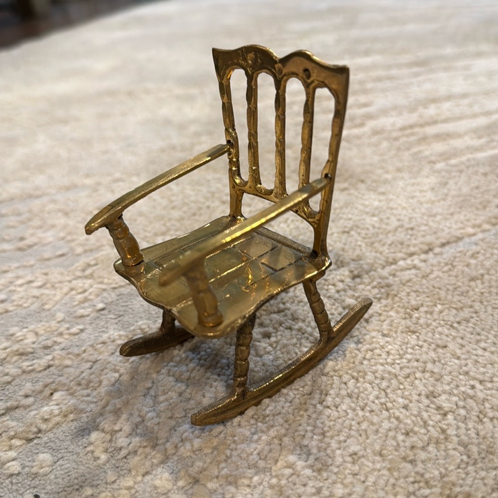 Vintage Brass Doll Rocking Chair  made in India